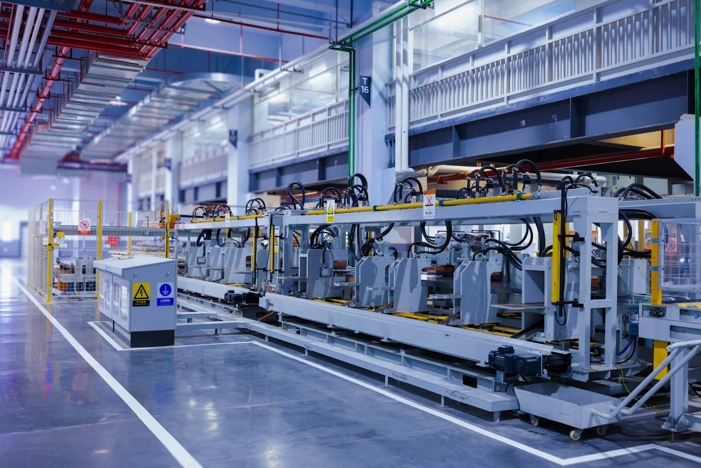 Modern automated production line in a clean factory